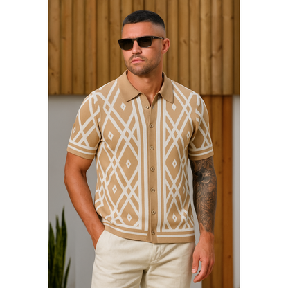 Jacquard Polo Beige