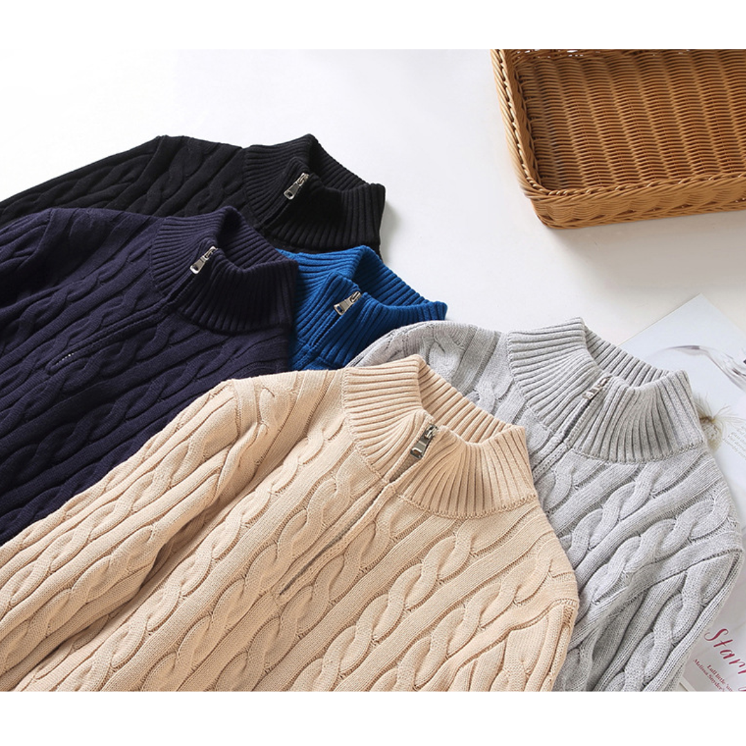 Strickpullover mit kurzem Zipper