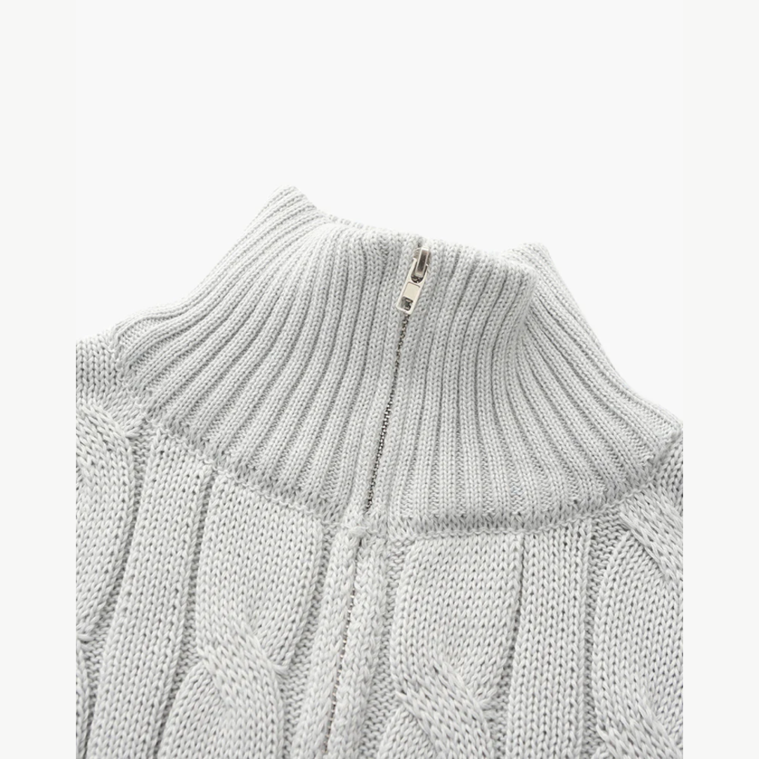 Strickpullover mit kurzem Zipper